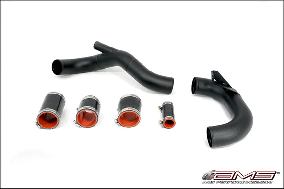 AMS Performance 08-15 Mitsubishi EVO X Lower I/C Pipe Kit for Stock Flange - Black Powder Coat