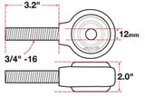 SPC Performance X Axis Sealed Flex Joint RH 3/4in-16x12mm BH x 2in W