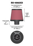 K&N Filter Universal Clamp-On Filter-Round Tapered 2.75in Flange ID x 6in Base OD x 5in Top OD