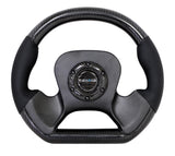 NRG Carbon Fiber Steering Wheel (320mm) CF Center Plate & Two-Tone Carbon w/Leather Trim Handles