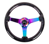 NRG Reinforced Steering Wheel (350mm / 3in Deep) Minty Fresh Wood Grain w/Black 3-Spoke Center