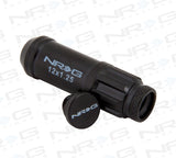 NRG 700 Series M12 X 1.25 Steel Lug Nut w/Dust Cap Cover Set 21 Pc w/Locks & Lock Socket - Black